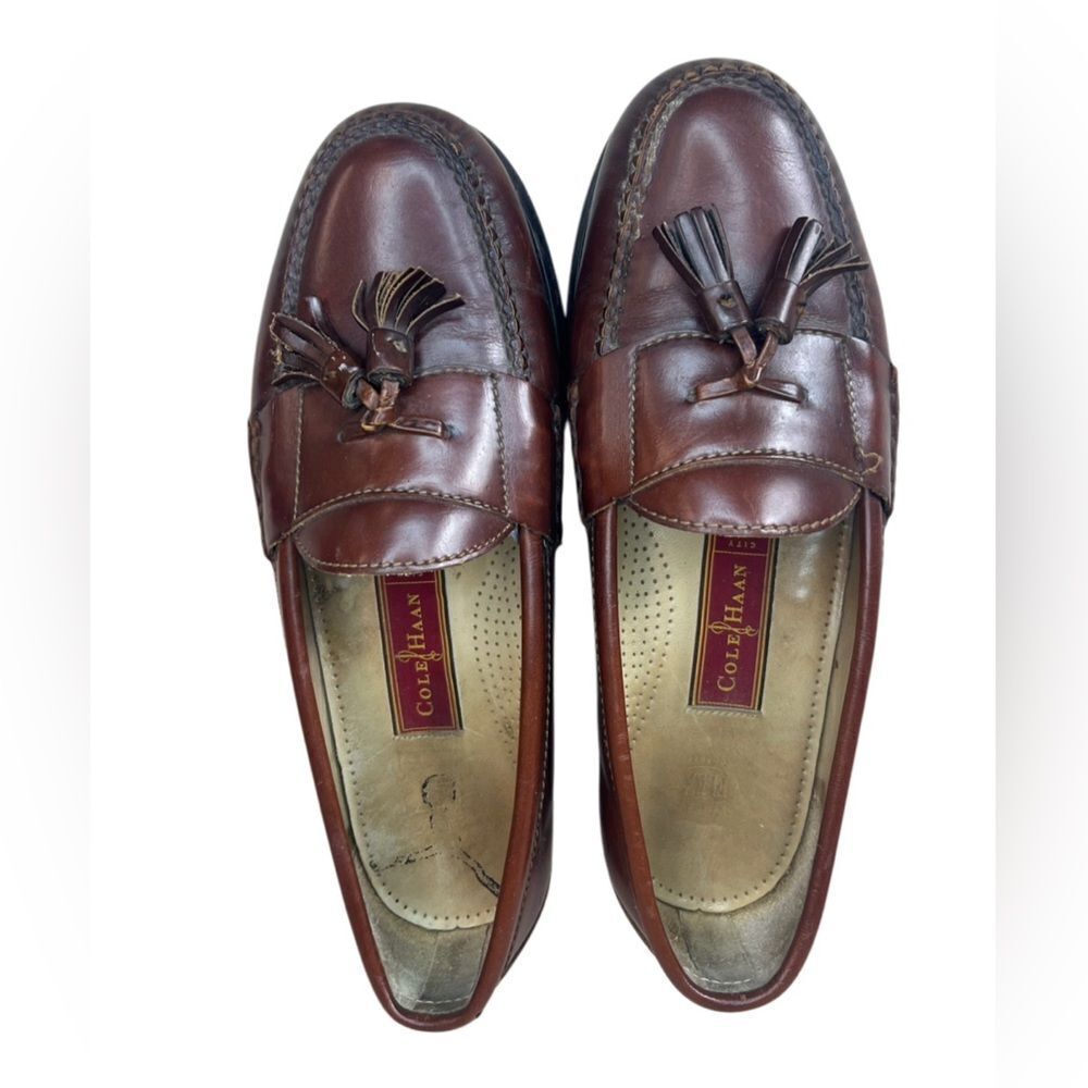 Cole Haan Pinch Tassel Burgundy Leather Loafers Slip On Shoes size 9